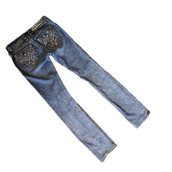 Rock Revival Blue Straight Leg Jeans with Ornate Embroidery - Picture 3 of 7